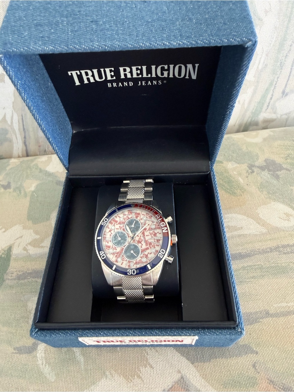 True Religion Buddha Chronograph Men's Silver Stainless Steel Bracelet Watch
